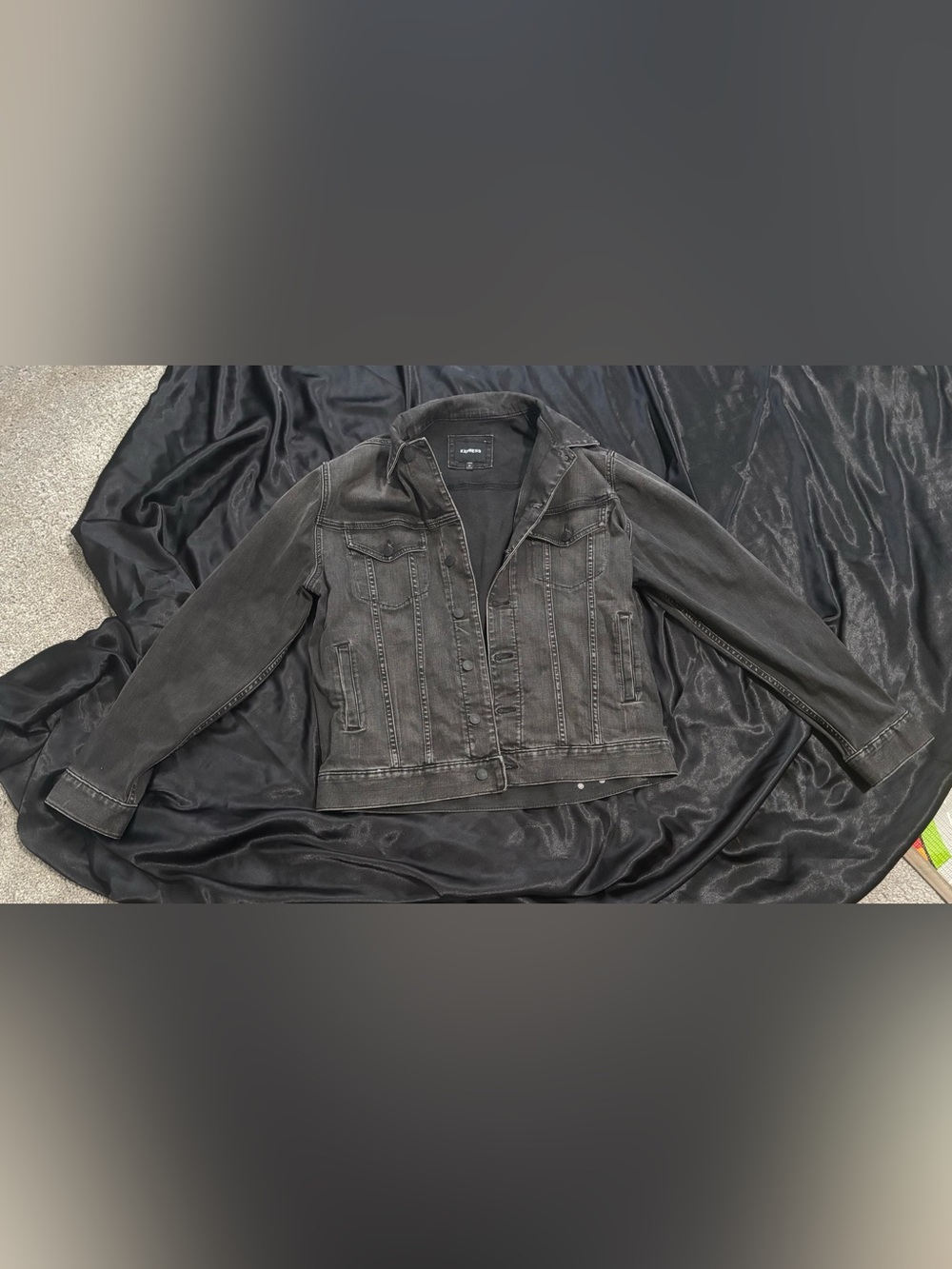Express Men’s Black Washed Denim Jacket